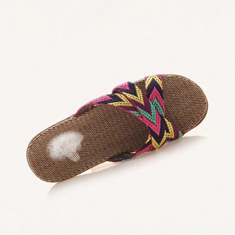 Summer Linen Slippers for Women & Men - Non-Slip Thick Sole House Slides, Quiet Indoor Sandals for Couples/Hotel Bulk thumbnail 5