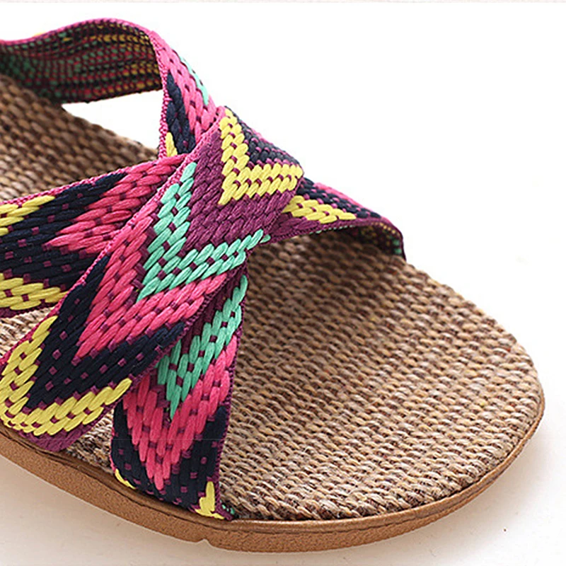 Summer Linen Slippers for Women & Men - Non-Slip Thick Sole House Slides, Quiet Indoor Sandals for Couples/Hotel Bulk thumbnail 6