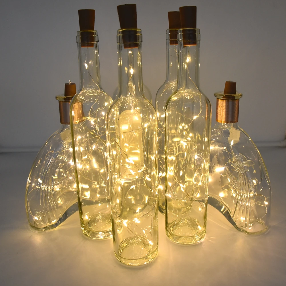 1 string LED wine bottle light, battery powered, decorative mini copper wire fairy tale light, bottle decorative light