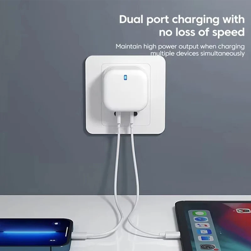 QC3.0 PD20W USB+Type-C Dual Ports Fast Charger Phone Adapter EU/US/UK Plug Wall Charger For iPhone Samsung Huawei Xiaomi/Tablets thumbnail 3