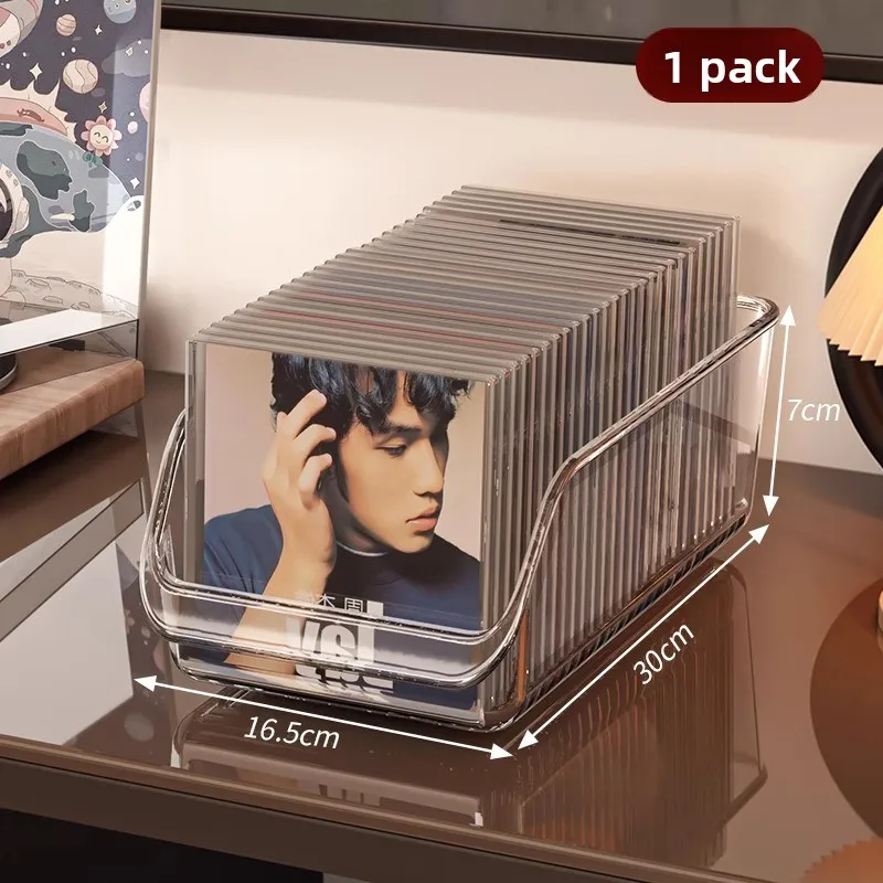 Box Storage Box Desktop Album Storage Display Box Disc Tape Organizer Bla Vinyl Record Storage Ra Plastic Material thumbnail 6