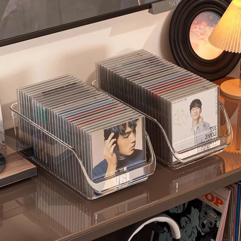 Box Storage Box Desktop Album Storage Display Box Disc Tape Organizer Bla Vinyl Record Storage Ra Plastic Material thumbnail 2