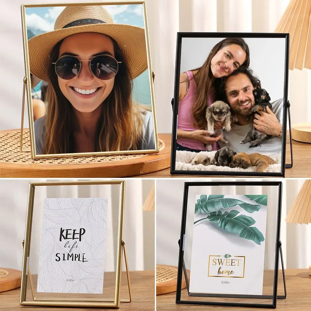 Multi-purpose 4/6/7/8/10 Inch Metal Photo Frame Acrylic Screen Gold Black Picture Holder Rectangle Picture Frame Plant Specimen thumbnail 3