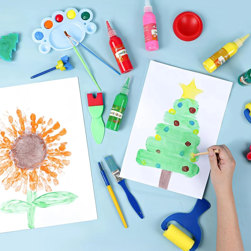 Children Drawing Sponge Toys Art Craft Drawing Tools Graffiti Roller Printing Color Painting Mushroom Head Seal Stamps Foam TMZ thumbnail 4