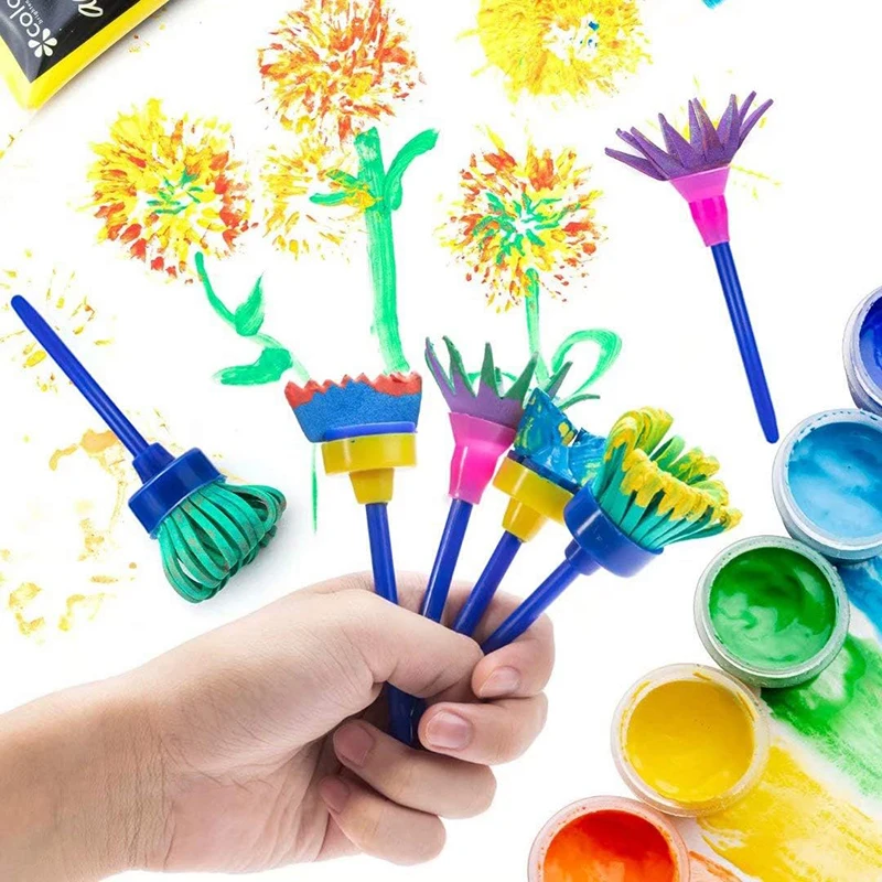 Children Drawing Sponge Toys Art Craft Drawing Tools Graffiti Roller Printing Color Painting Mushroom Head Seal Stamps Foam TMZ thumbnail 6