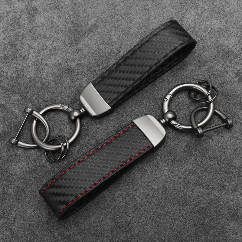 Carbon fiber Rope Car Keychain Men Women Luxury Key Chain Holder Key Strap Pendant Keyring Horseshoe Buckle Business Gift