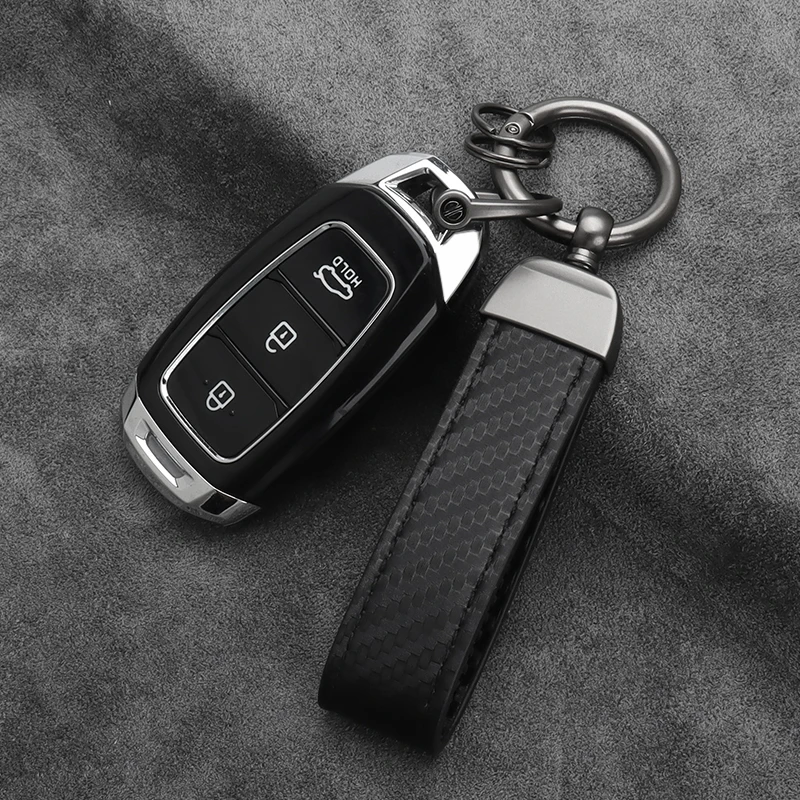 Carbon fiber Rope Car Keychain Men Women Luxury Key Chain Holder Key Strap Pendant Keyring Horseshoe Buckle Business Gift thumbnail 3