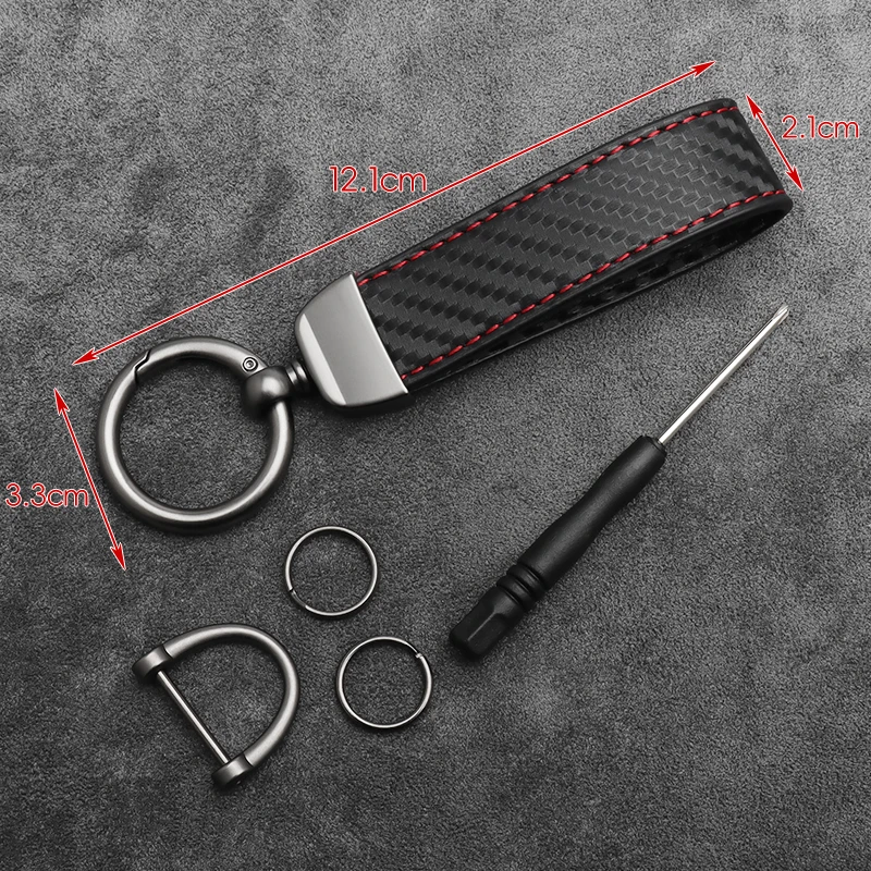 Carbon fiber Rope Car Keychain Men Women Luxury Key Chain Holder Key Strap Pendant Keyring Horseshoe Buckle Business Gift thumbnail 6