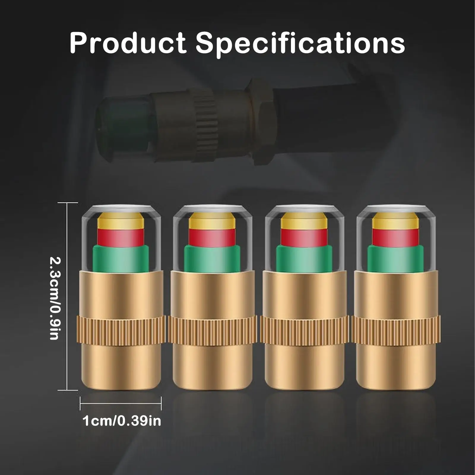 4pcs Car Tire Pressure IndicatorTire Pressure Warning Cap Valve Cap Sensor Tire Pressure Gauge Indicator Valve Detection Monitol thumbnail 6