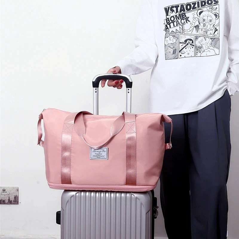 Expandable large-capacity storage luggage bag, water-resistant sports and fitness handbag, casual travel luggage bag thumbnail 3