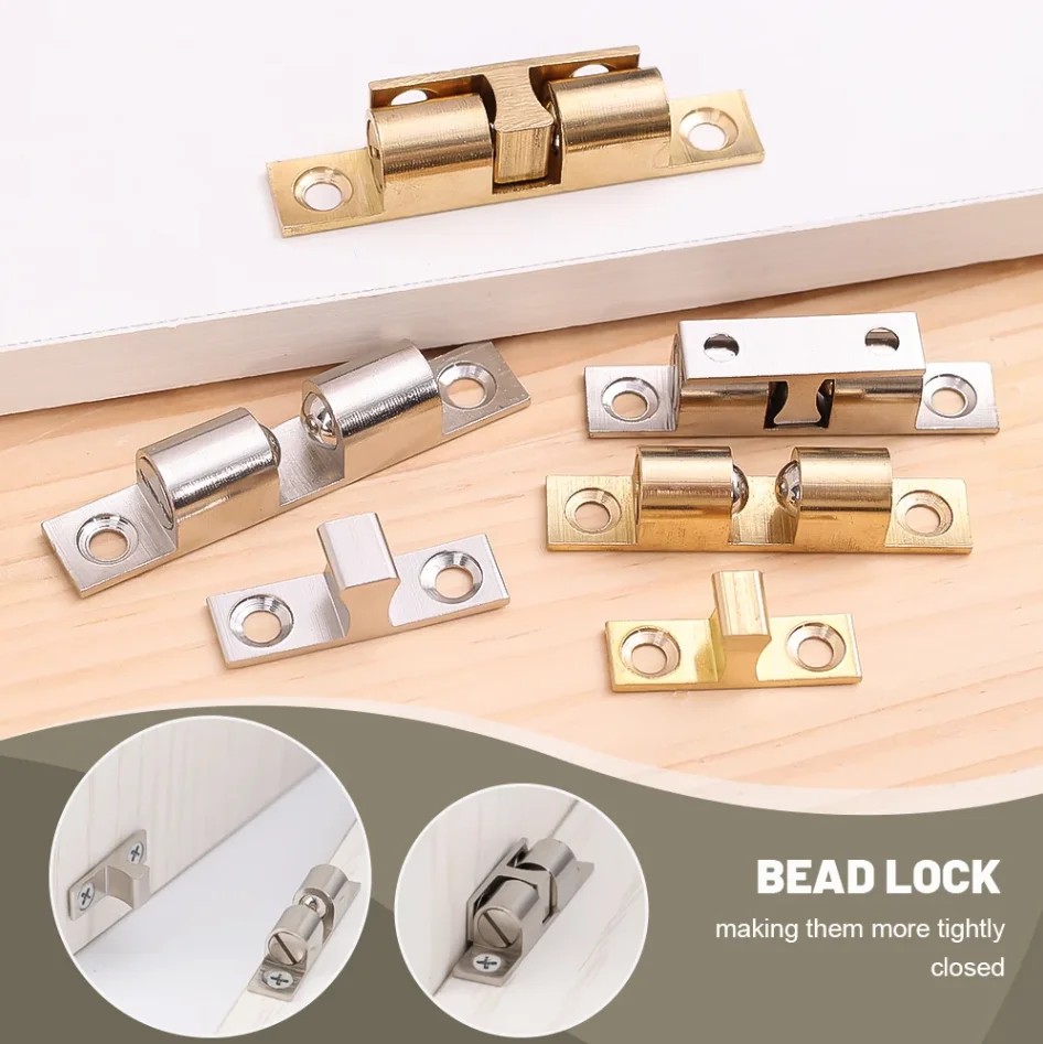 1/5Pcs Double Ball Door Latch Spring Ball Drawer Lock Furniture Cabinet Closet Door Adjustable LatchBrass Door Buckle 43/50/60mm thumbnail 2