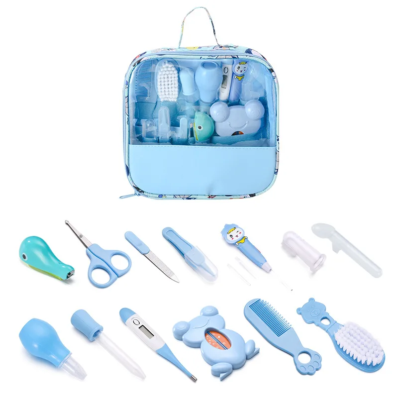 Baby Care Kit Kid Multi-functional Nail Clipper Comb Hair Thermometer Grooming Brush Kit Scissors Baby Health Care Set  Newborn thumbnail 2