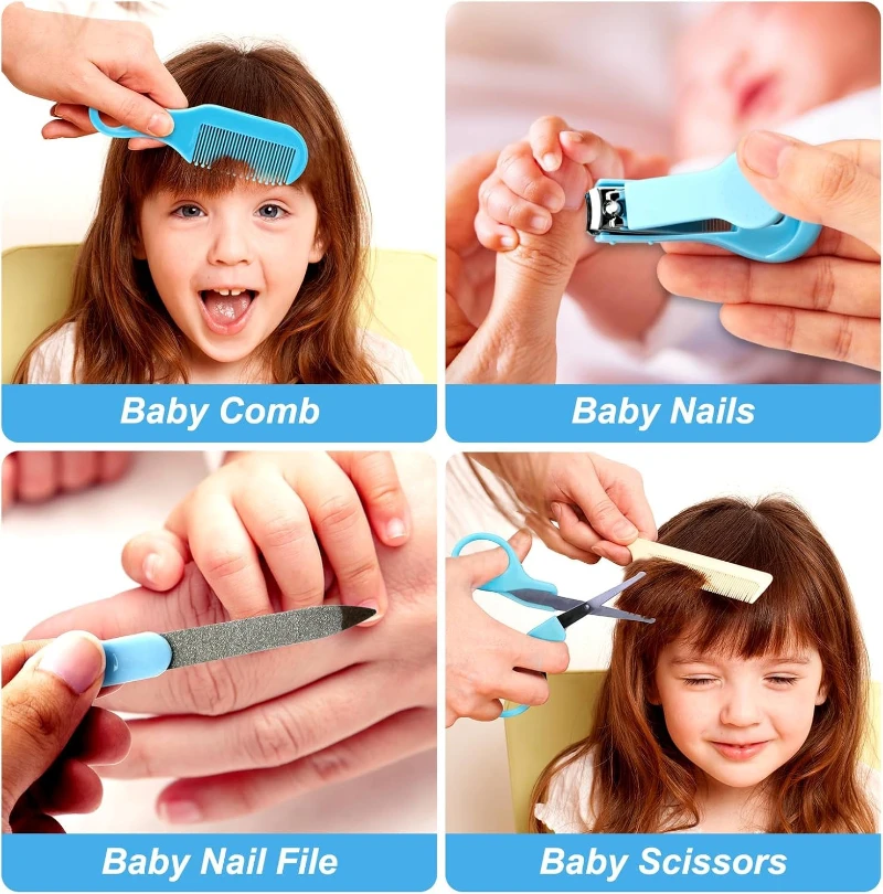 Baby Care Kit Kid Multi-functional Nail Clipper Comb Hair Thermometer Grooming Brush Kit Scissors Baby Health Care Set  Newborn thumbnail 6
