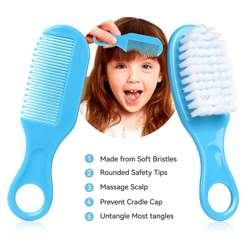 Baby Care Kit Kid Multi-functional Nail Clipper Comb Hair Thermometer Grooming Brush Kit Scissors Baby Health Care Set  Newborn thumbnail 5