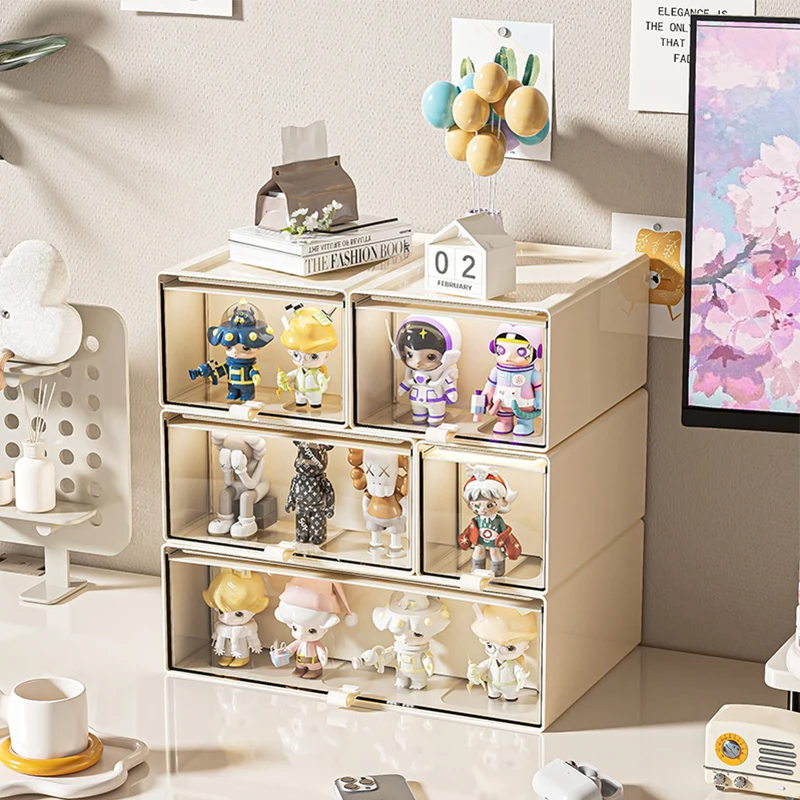 Storage Box with Drawers – Desktop Organizer, Display Case for Collectibles, Office Storage ContainerCustomizable Combination thumbnail 3