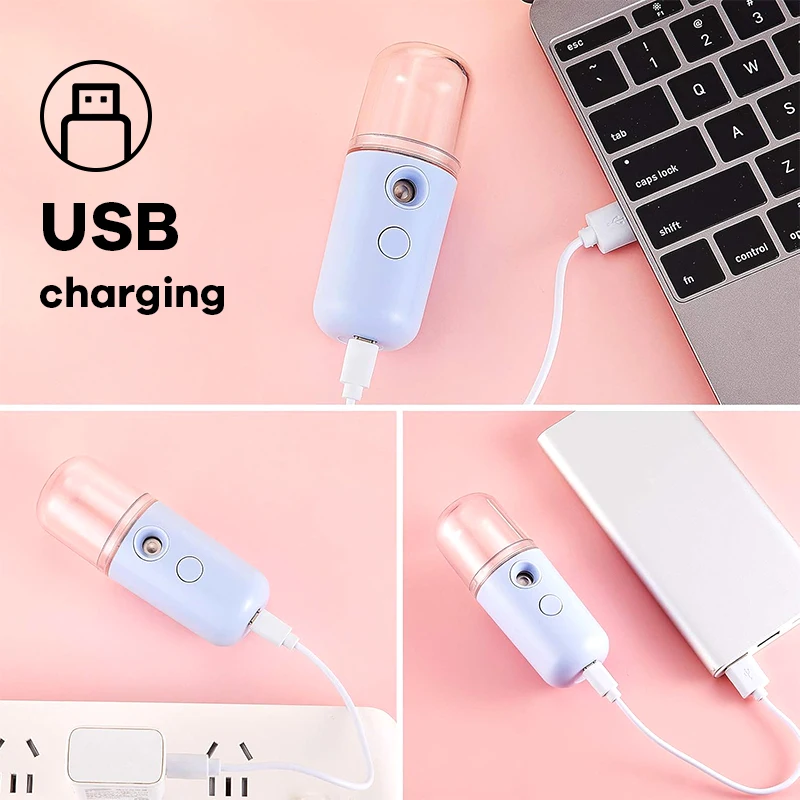 Mist Facial Nano Sprayer 30ML Humidifier USB Rechargeable Nebulizer Face Steamer Moisturizing Face Hydrating Skin Care Tools thumbnail 2