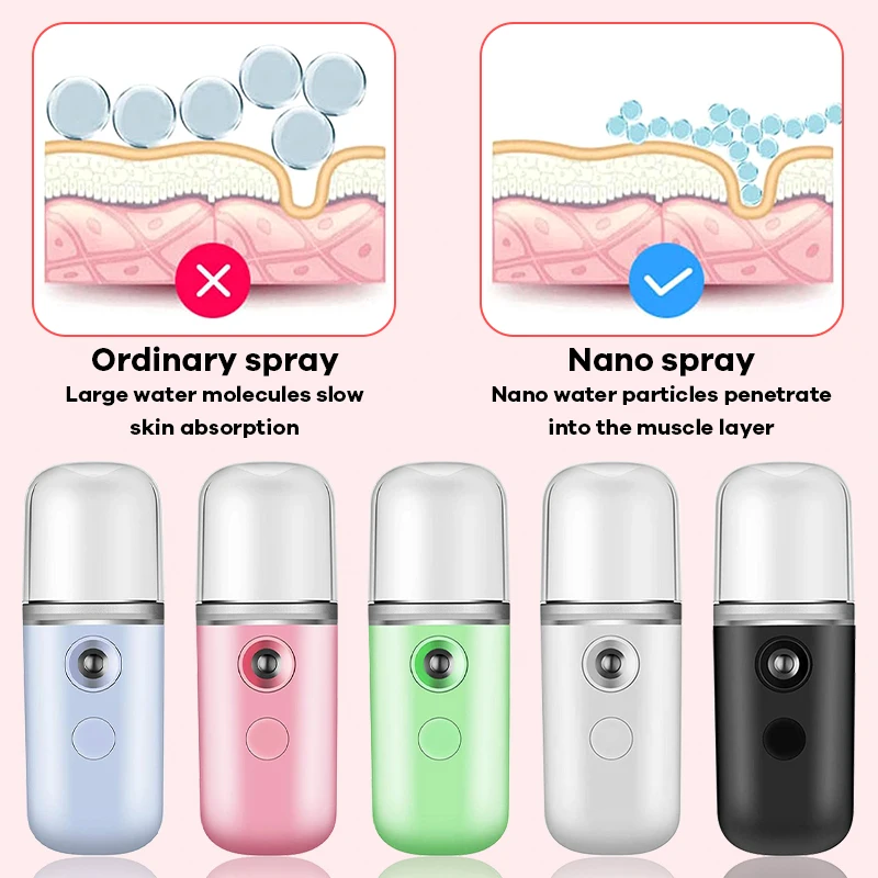 Mist Facial Nano Sprayer 30ML Humidifier USB Rechargeable Nebulizer Face Steamer Moisturizing Face Hydrating Skin Care Tools thumbnail 6