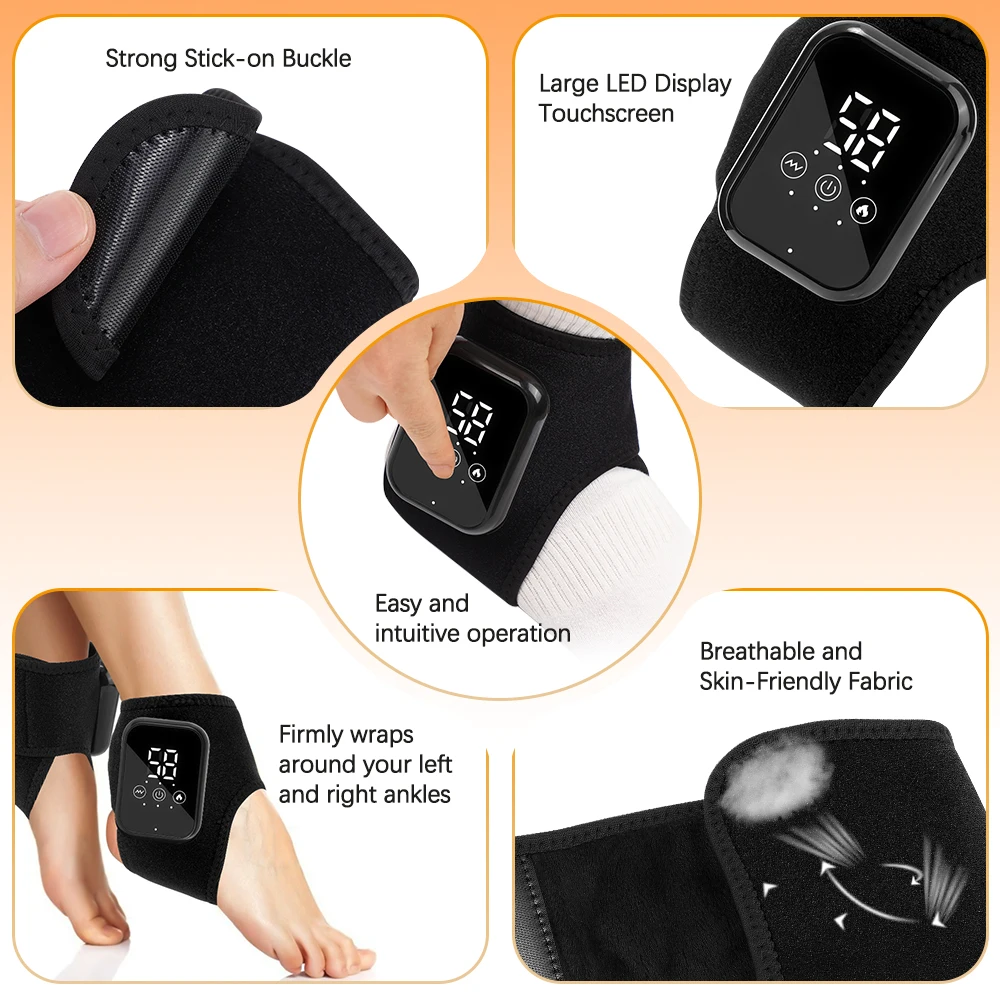 Electric Ankle Massager Foot Massager Hot Compress Vibration Massage Joint Protection Heated Brace for Plantar Fasciitis thumbnail 4