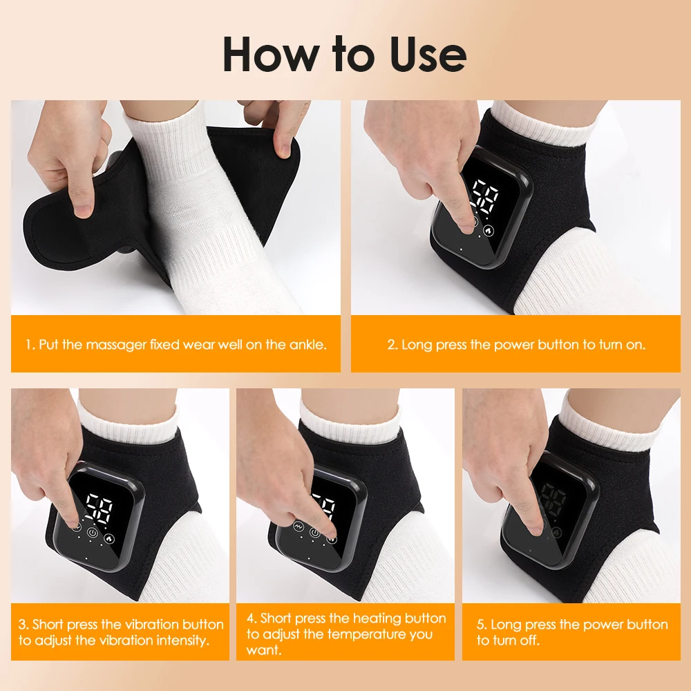 Electric Ankle Massager Foot Massager Hot Compress Vibration Massage Joint Protection Heated Brace for Plantar Fasciitis thumbnail 6