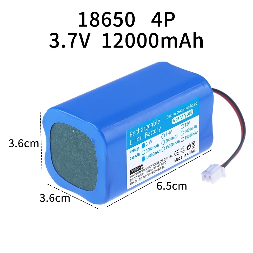 3.7V 7.4V 11.1V 12V 18650 12000mAh with wires Lithium ion rechargeable battery with PCB for Bluetooth Speaker Solar headlights thumbnail 3