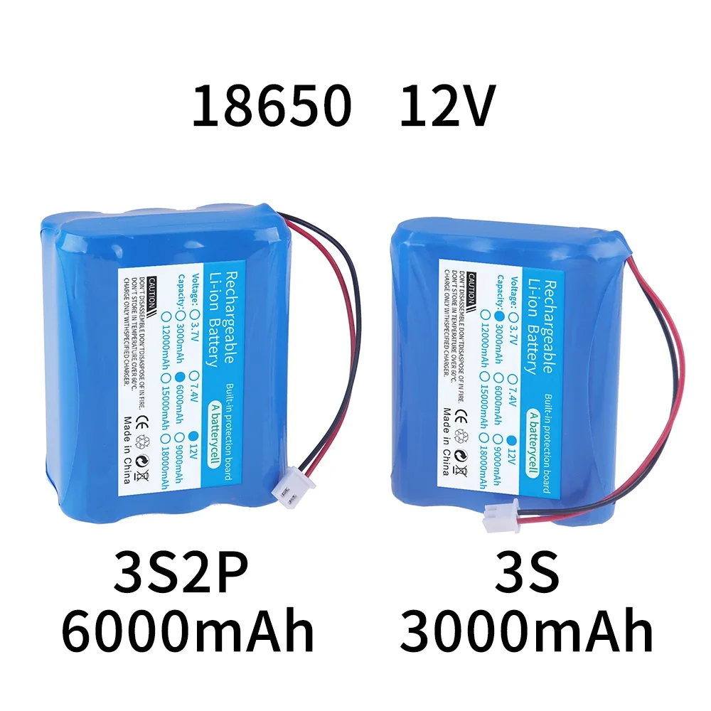 3.7V 7.4V 11.1V 12V 18650 12000mAh with wires Lithium ion rechargeable battery with PCB for Bluetooth Speaker Solar headlights thumbnail 6