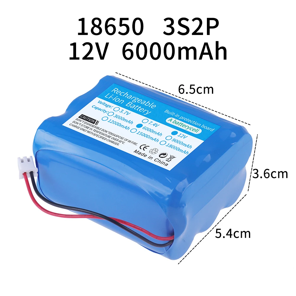 3.7V 7.4V 11.1V 12V 18650 12000mAh with wires Lithium ion rechargeable battery with PCB for Bluetooth Speaker Solar headlights thumbnail 5