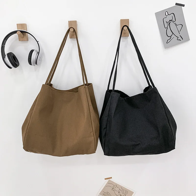 Casual Large Capacity Canvas Shopper Totes High Quality Eco Reusable Grocery Handbag For Women Travel Shoulder Bags Daily Pouch thumbnail 3