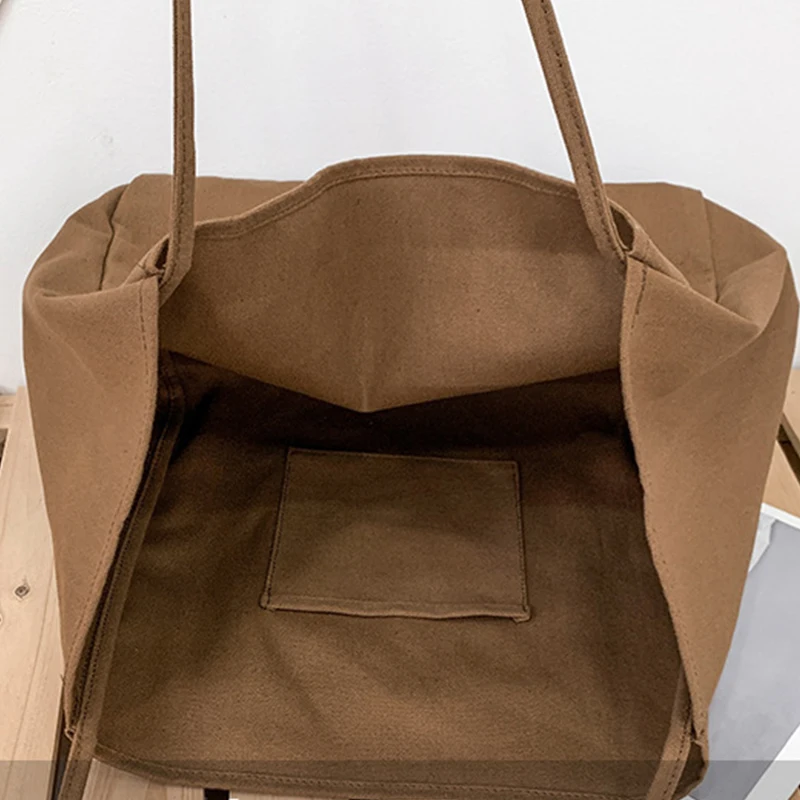 Casual Large Capacity Canvas Shopper Totes High Quality Eco Reusable Grocery Handbag For Women Travel Shoulder Bags Daily Pouch thumbnail 5
