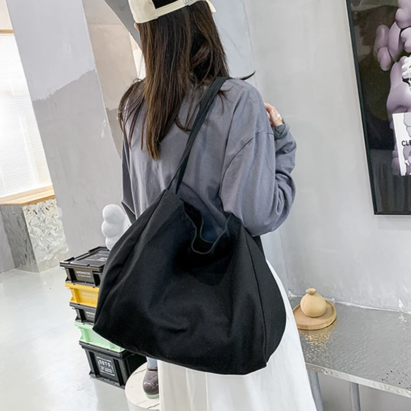 Casual Large Capacity Canvas Shopper Totes High Quality Eco Reusable Grocery Handbag For Women Travel Shoulder Bags Daily Pouch thumbnail 2