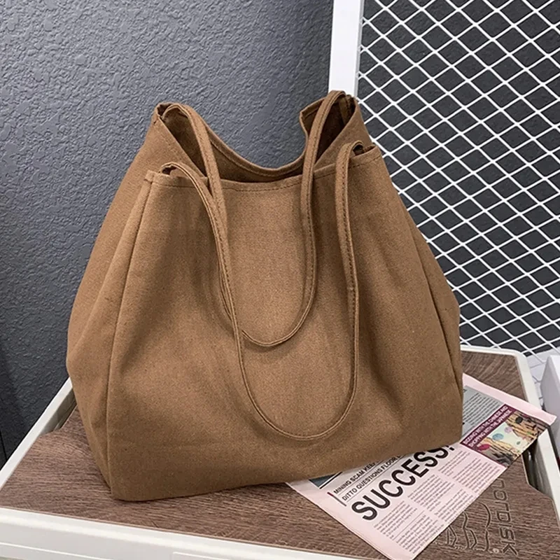 Casual Large Capacity Canvas Shopper Totes High Quality Eco Reusable Grocery Handbag For Women Travel Shoulder Bags Daily Pouch thumbnail 4