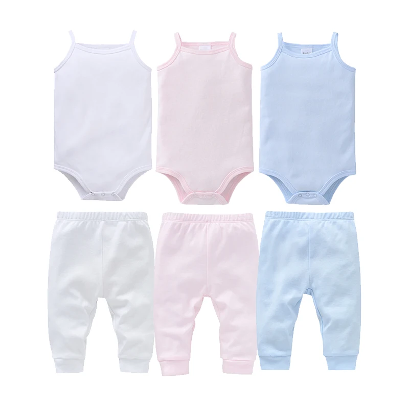 1/3/4/5/6 Pcs Baby Girls Clothes 100%Cotton Solid White Sleeveless Blank Baby Bodysuits body Newborn Jumpsuit Plain 0-24 Months thumbnail 6
