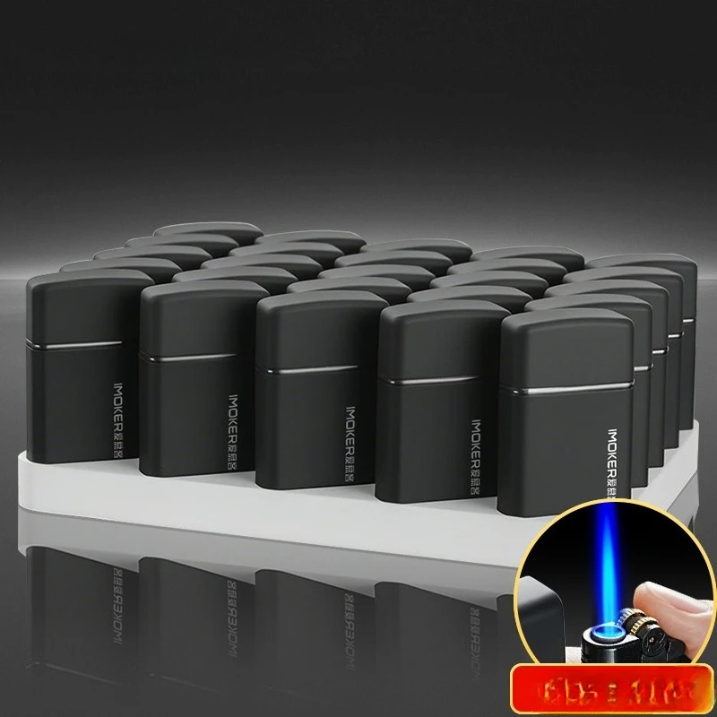 Black Windproof Inflatable Grinding Wheel Lighter Blue Flame Butane Lighter Cigarette Accessories Custom Wholesale Men Gfits thumbnail 6