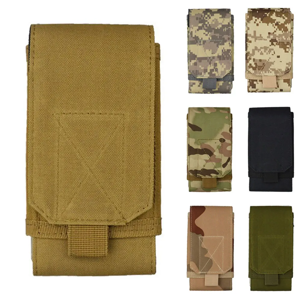 1Pc Outdoor Molle System Tactical Camouflage Mini Nylon Waist Pack 6in Phone Holder Sport Waist Bag Outdoor Sports Phone Bag