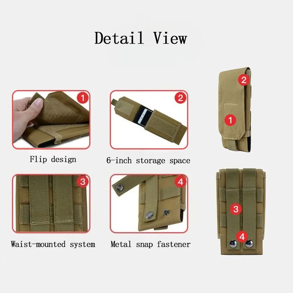 1Pc Outdoor Molle System Tactical Camouflage Mini Nylon Waist Pack 6in Phone Holder Sport Waist Bag Outdoor Sports Phone Bag thumbnail 2