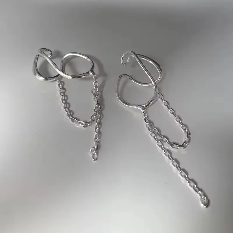 New 925 Sterling Silver Ear Cuff Without Piercing for Women Chain Tassel Earring Jewelry Prevent Allergy Party Accessories Gift thumbnail 4