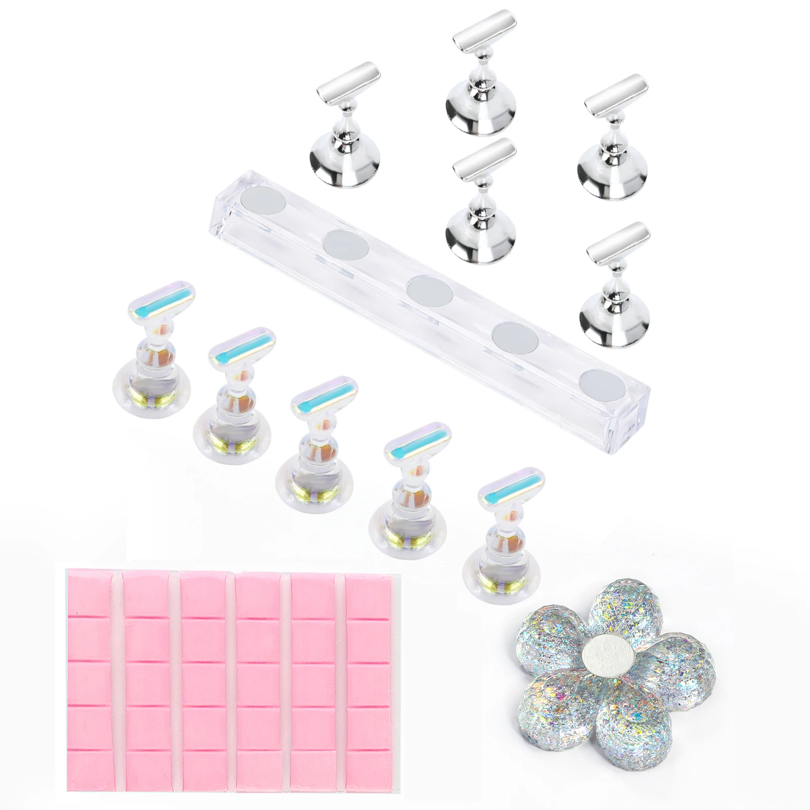 Nail Stand Set for Press On Nail Display Practice Art Magnetic Fake Nail Holder for Painting NailsStand with Reusable Putty Clay thumbnail 2