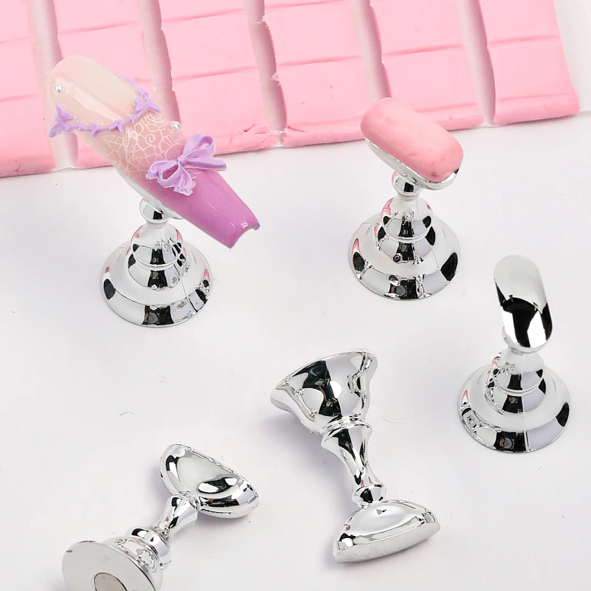 Nail Stand Set for Press On Nail Display Practice Art Magnetic Fake Nail Holder for Painting NailsStand with Reusable Putty Clay thumbnail 4