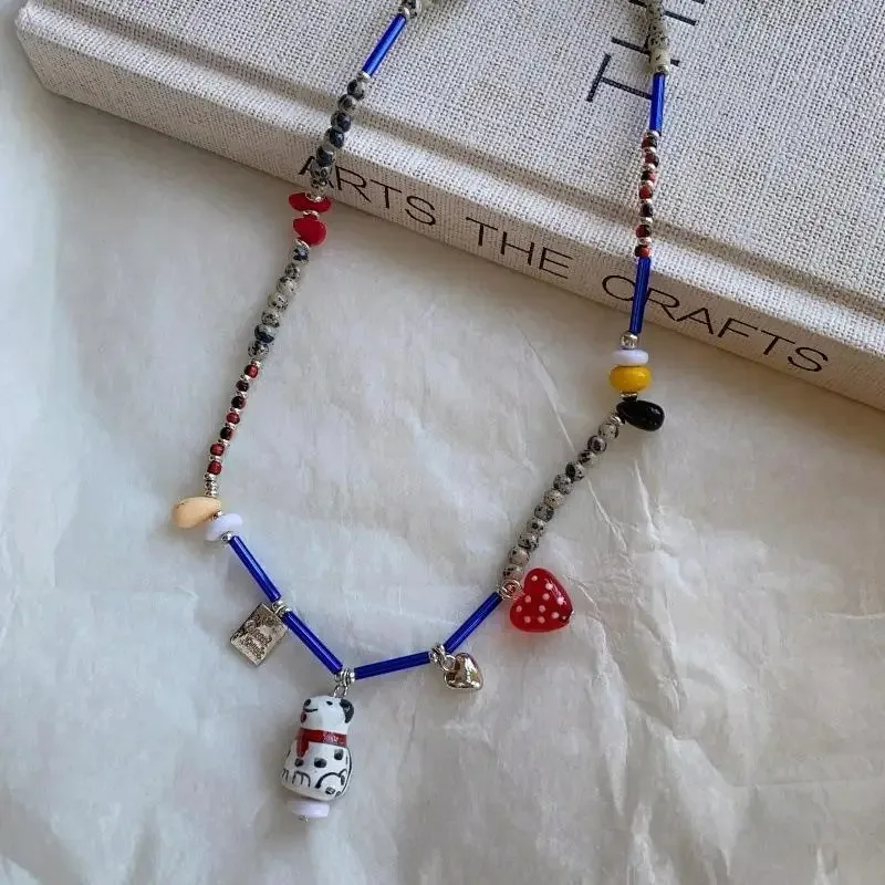Black and White Beaded Dalmatian Puppy Cute Personalized 2025 Pendant Necklace for Women Girl Fashion Lovely Gift Jewelry thumbnail 3