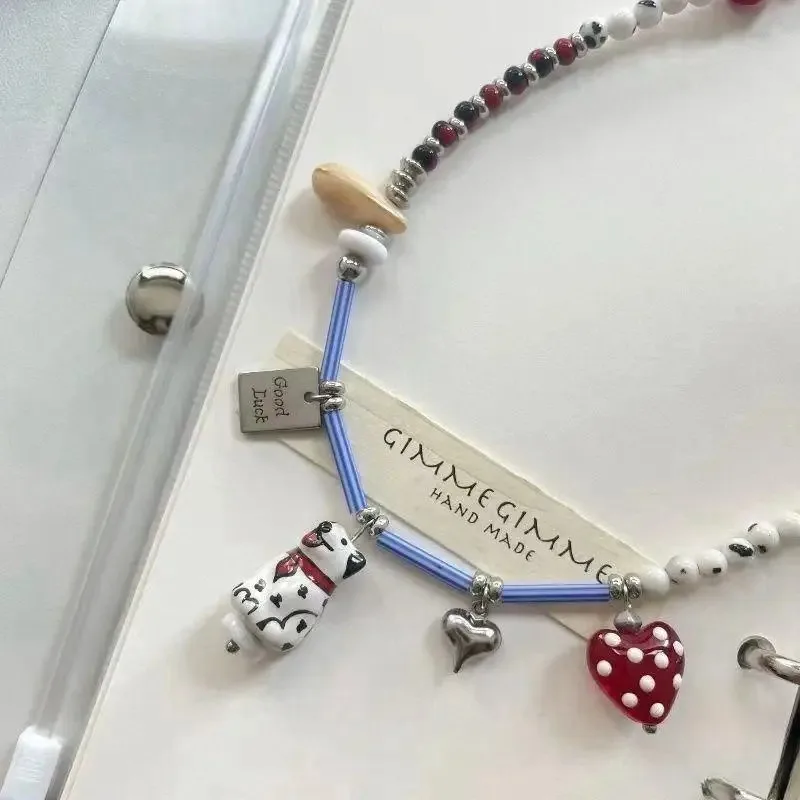 Black and White Beaded Dalmatian Puppy Cute Personalized 2025 Pendant Necklace for Women Girl Fashion Lovely Gift Jewelry thumbnail 4