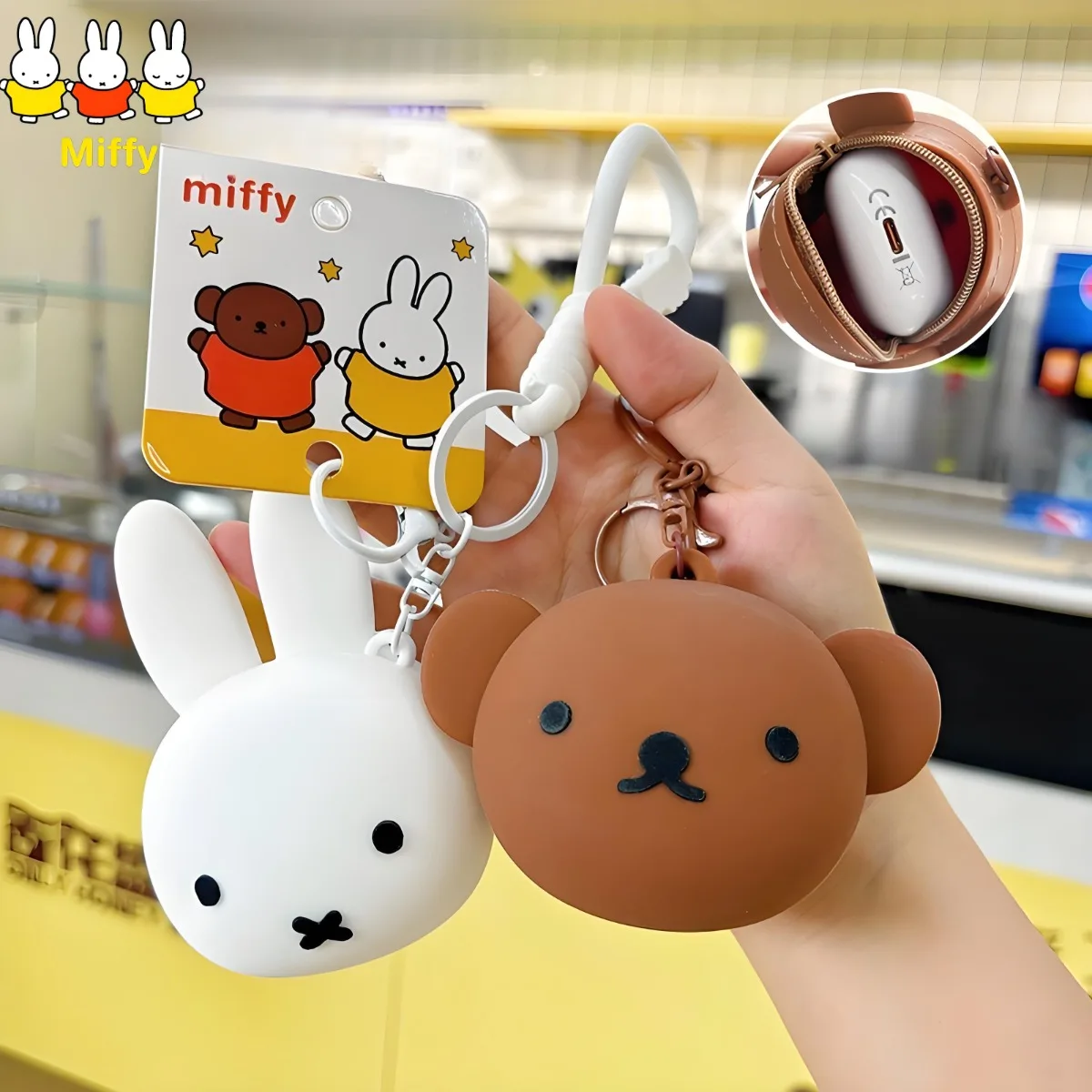Kawaii Cute Miffy Rabbit Boris Bear Silicone Coin Purse Cartoon Anime Mini Earphone Bag Coin Storage Bag Girl Gift