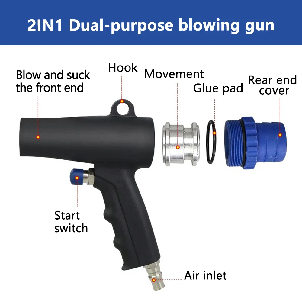 2 In 1 Dual Function Air Duster Compressor Air Vacuum Blow Suction Guns Kit Pneumatic Car Blowing Vacuum Cleaner Pneumatic Tools thumbnail 3