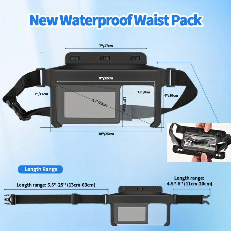 HAISSKY 3 Clips Wateproof Waist Swimming Bags Men Women Outdoor Travel Phone Earphone Cards Storage Waist Pack For iPhone Xiaomi thumbnail 4