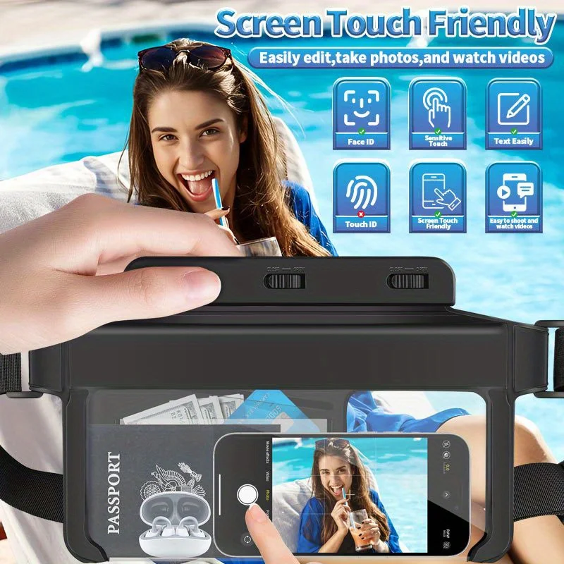 HAISSKY 3 Clips Wateproof Waist Swimming Bags Men Women Outdoor Travel Phone Earphone Cards Storage Waist Pack For iPhone Xiaomi thumbnail 5