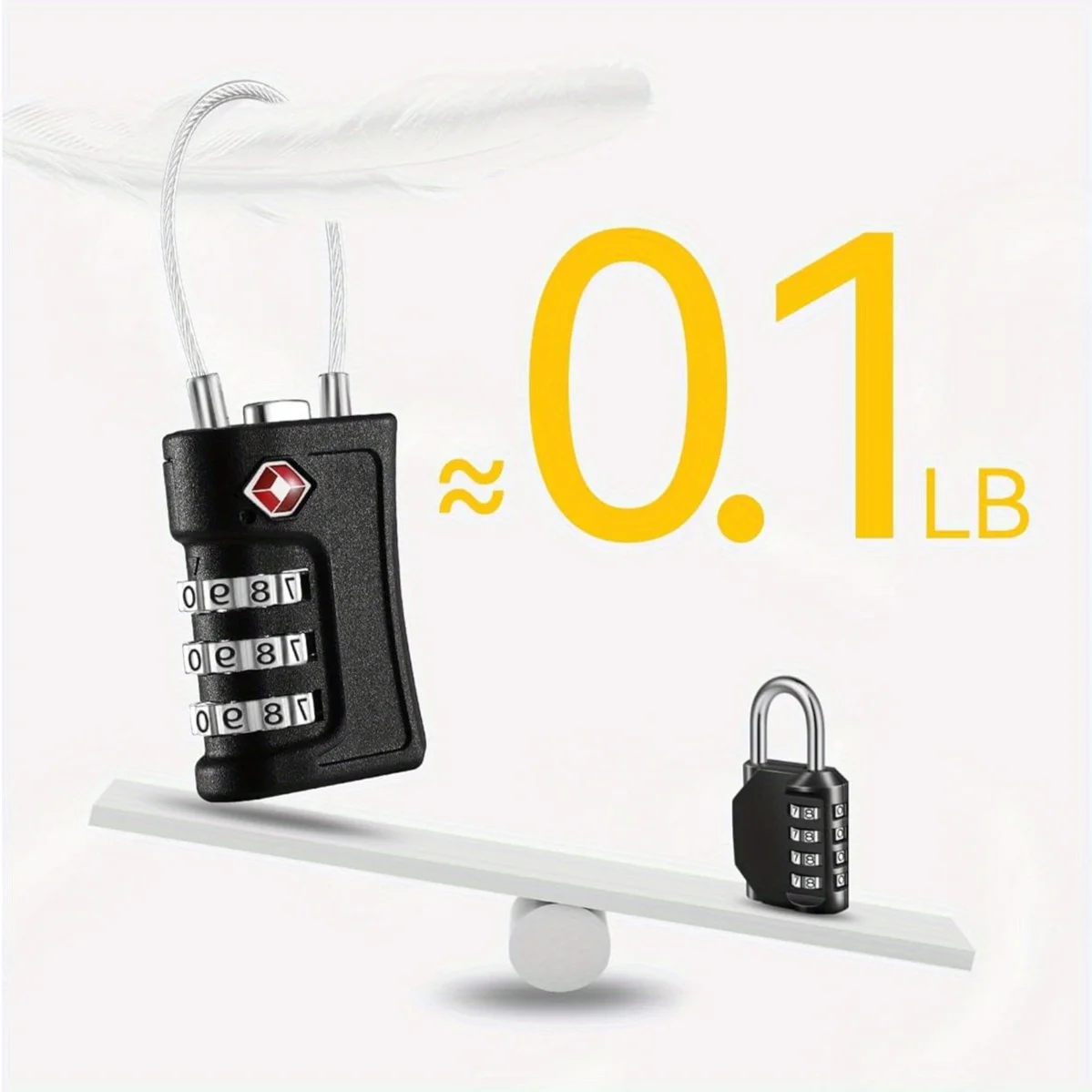 4 Pack TSA Customs Code Lock for Travel Luggage Password Changeable black Lock Contrast Design Padlock 3 Digit Combination Lock thumbnail 3