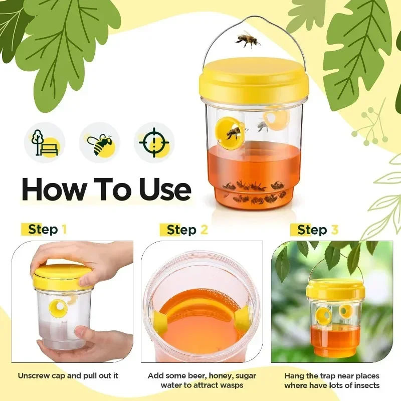 3/1PCS Large Wasp Traps Waterproof Hanging Hornets Trap for Indoor Outdoor Reusable Garden Fruit Fly Catcher Pest Control Tools thumbnail 5