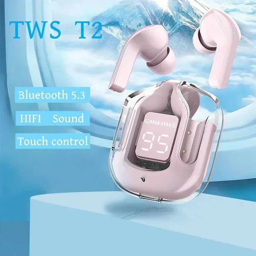 Original T2 Bluetooth Headphones TWS Transparent Wireless Bluetooth Headset HIFI Sound Quality Bluetooth 5.3 For Earbuds thumbnail 2