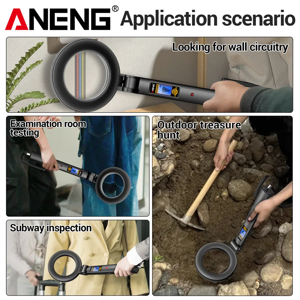 ANENG DM3005B Handheld Metal Detector Rapid Detection Sensing Buzzer Vibration Alarm Blue Backlit Screen LED Foldable Test Tools thumbnail 2