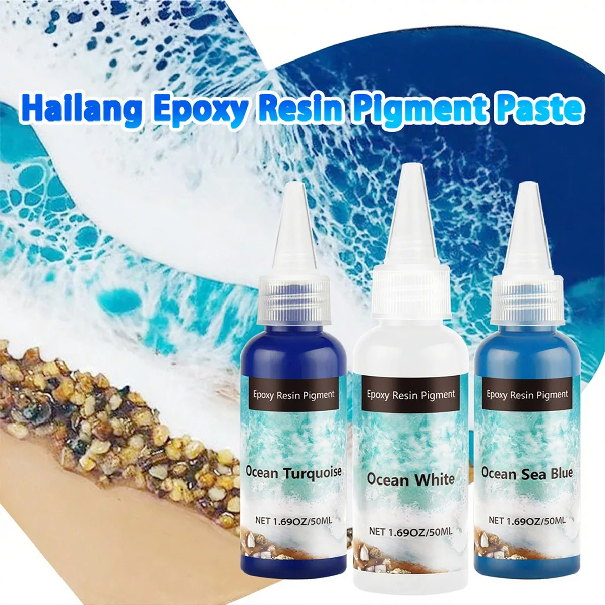 50ml/100ml Marine Wave Epoxy Resin Pigment, UV-resistant Concentrated Paste, suitable for marine design of epoxy resin crafts thumbnail 2