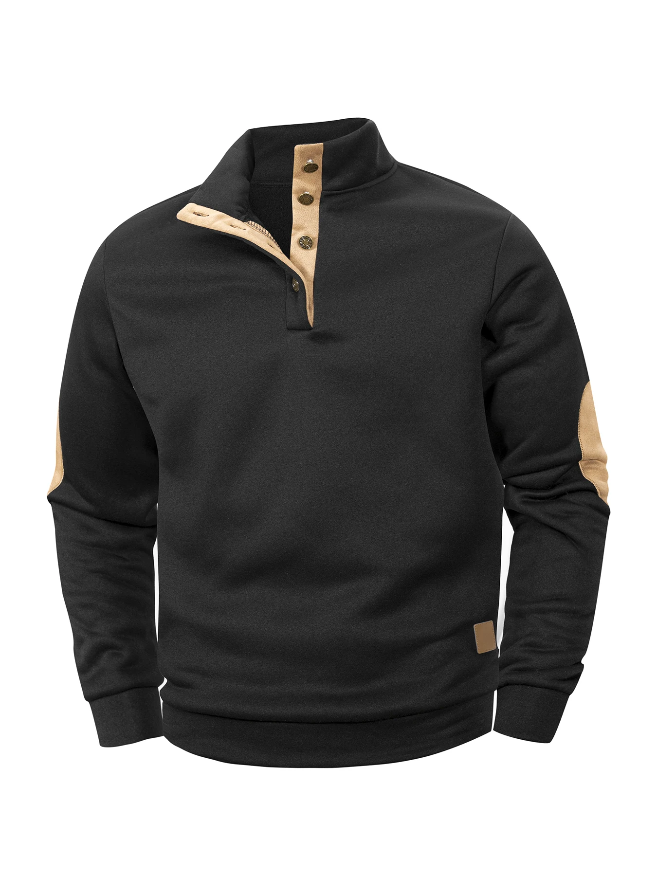 Spring Autumn Men's Casual Pullover Button Down Stand Collar Henley Polo Coats Long Sleeve Stand Collar Sweatshirts for Sport thumbnail 6
