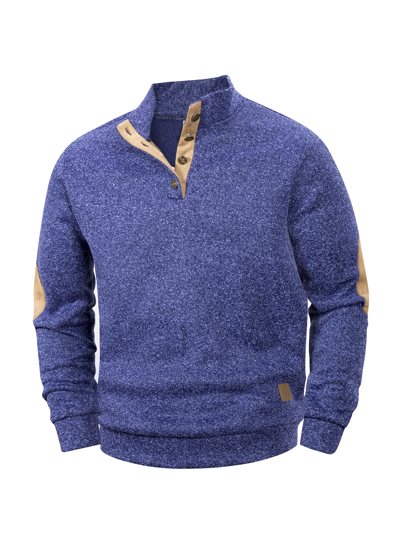 Spring Autumn Men's Casual Pullover Button Down Stand Collar Henley Polo Coats Long Sleeve Stand Collar Sweatshirts for Sport thumbnail 4